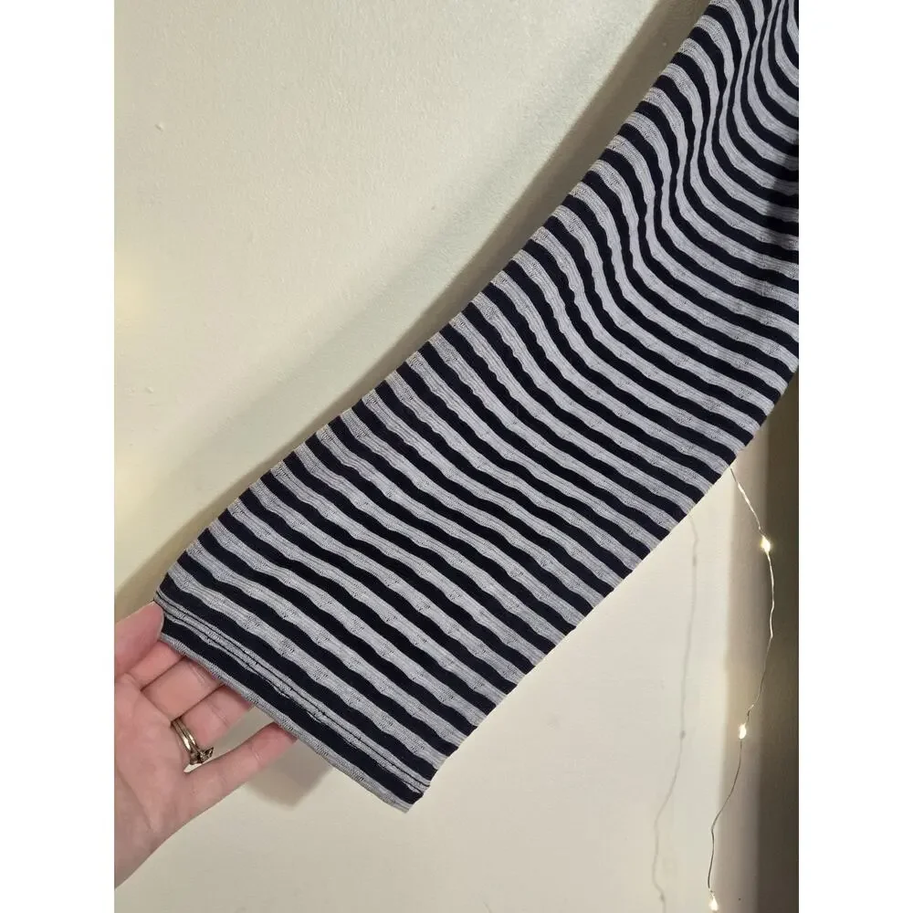 HABITAT Women's Asymmetrical Striped 3/4 Sleeve Top XL Navy Blue Gray Nautical - Picture 6 of 12